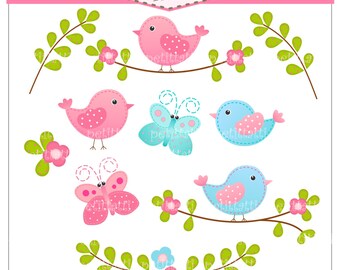 bird clip art , Digital clip art  for all use,Birds and Butterfly , instant download bird clip art