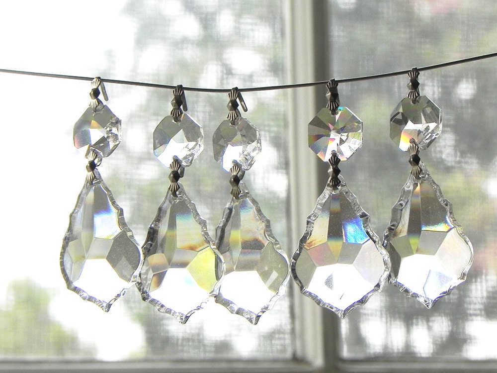 6 leaded cut crystal French pendants LAMP PARTS 1.5