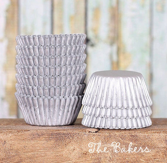 MINI Matte Silver Cupcake Liners Mini Silver Treat Cups Mini