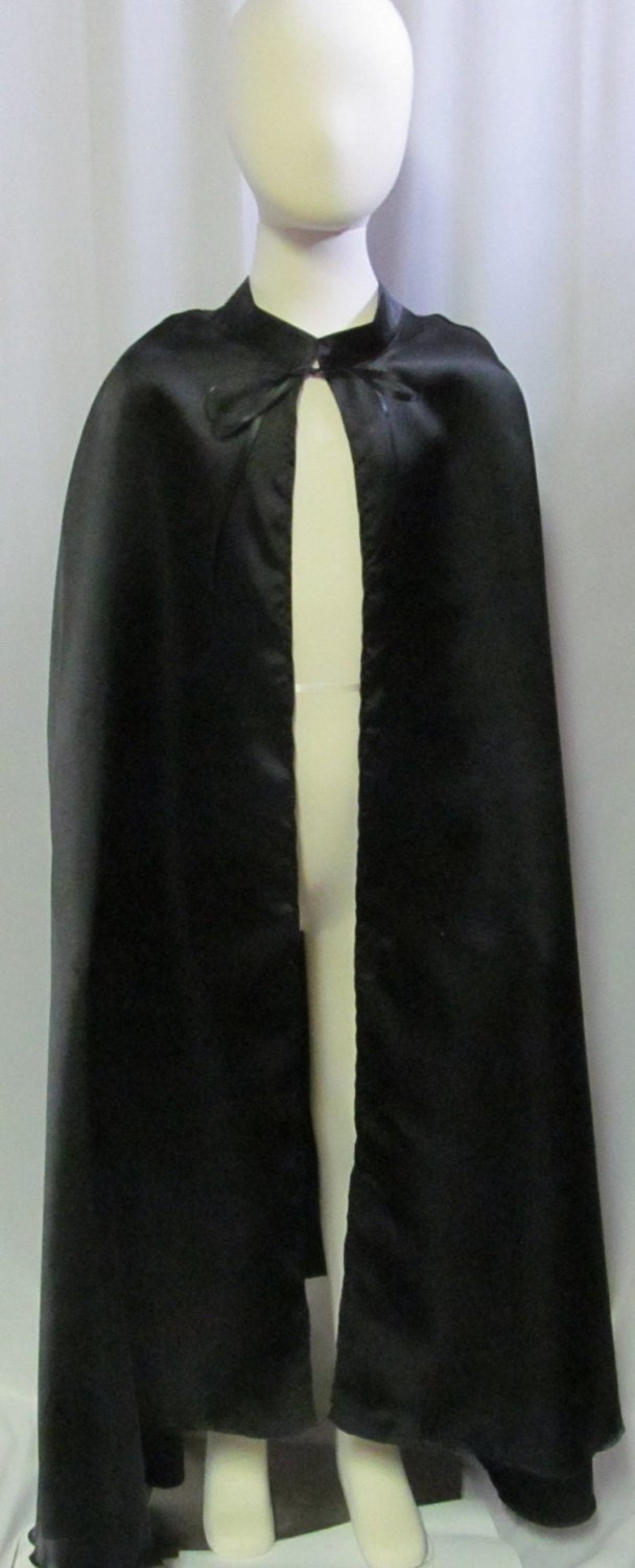 Child's Dressup Dress Up Cape Costume Cosplay Black Satin