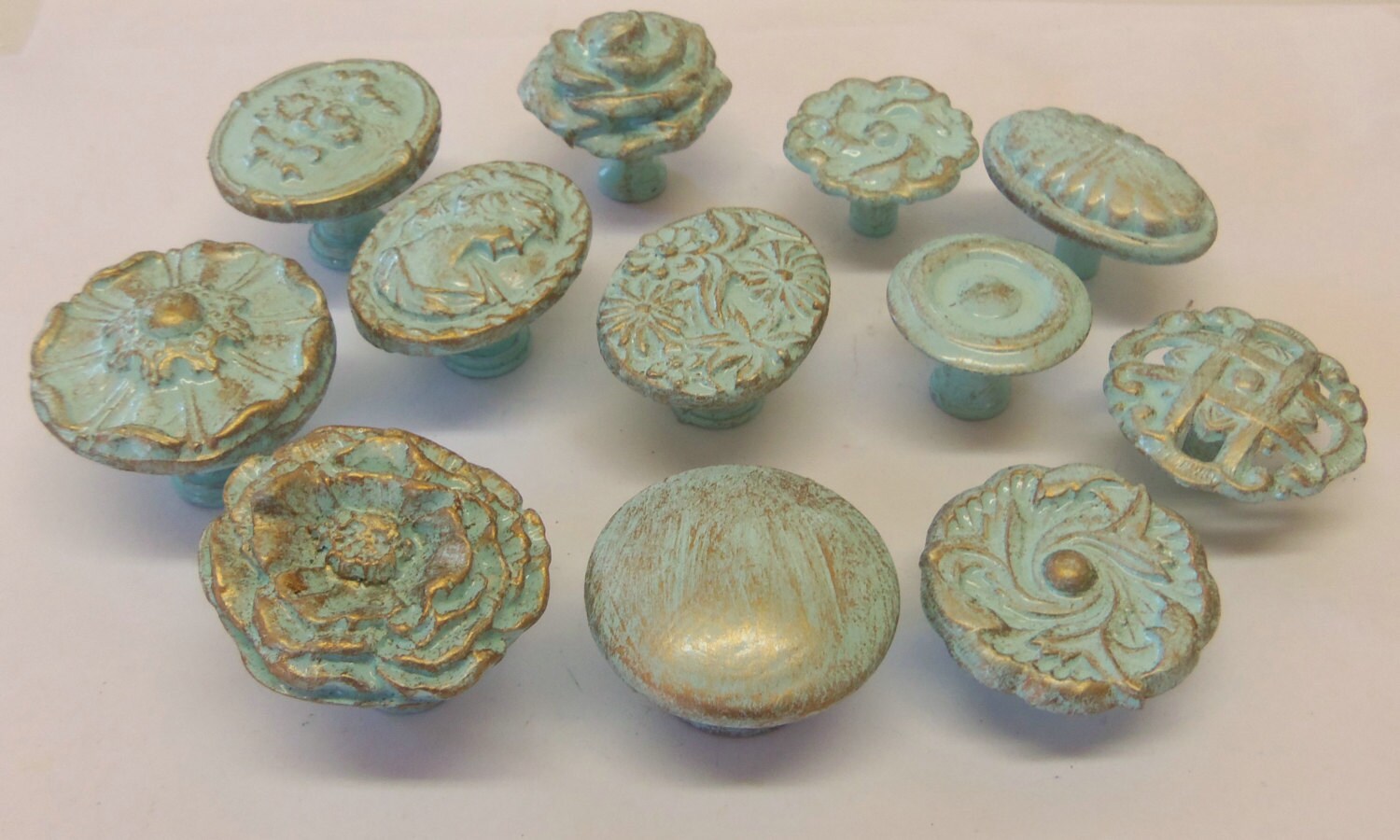 Drawer Pulls Knobs Aqua Robins Egg Blue 12 Upcycled by prettyware