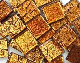 20mm (3/4") Copper Antiqued Foil Backed Crackled Crystal Glass Mosaic Tiles//Mosaic Supplies//Mosaic//Crafts