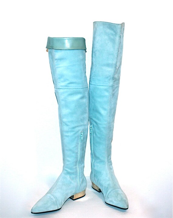 baby blue thigh high boots