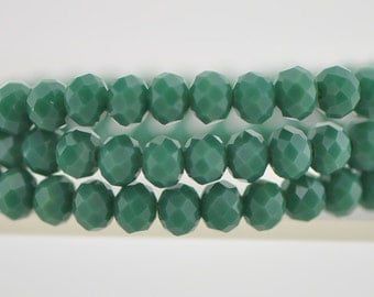Crystal Glass Rondelle Faceted beads 4x6mm Opaque Green -(BZ06-102)/ 95pcs
