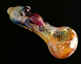 Red Turtle Critter Hand Blown Glass Pipe