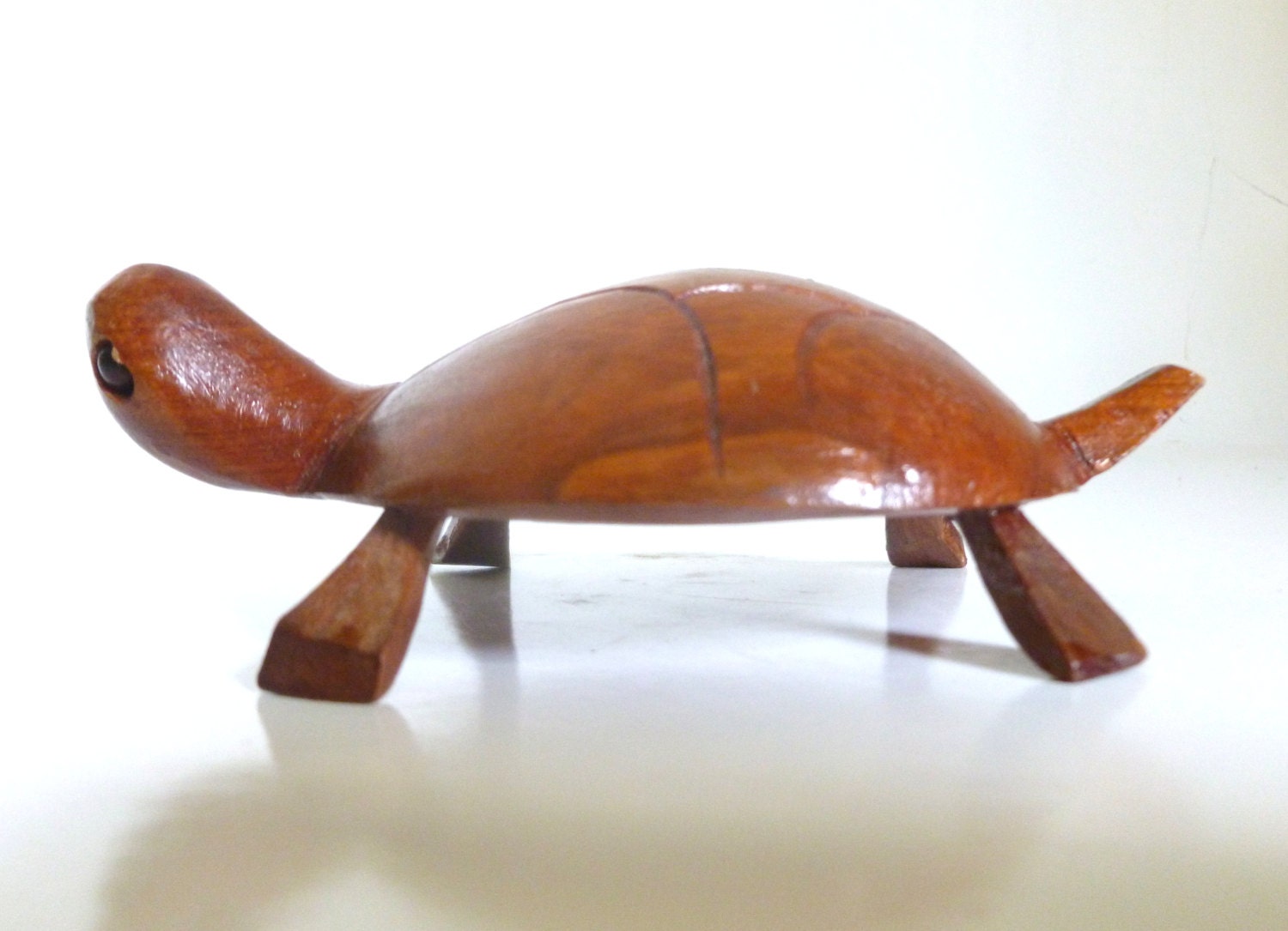 Vintage Jamaican Hardwood Carved Turtle Souvenir JAMAICA