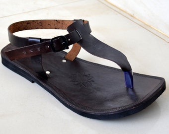 Leather Sandals - DARK BROWN - fait main sandales, sandales indiennes ...