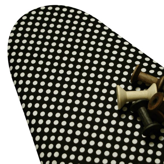 PADDED Ironing Board Cover with ELASTIC around EDGES made with Riley Blake small white polka dots on black fabric