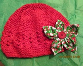 Christmas Crochet Hat - Red Crochet Hat - Holiday Crochet Hat - Chemo Hat for holidays
