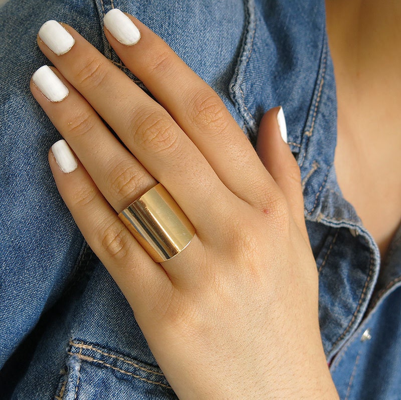 tube ring gold ring wide band wide band ring by sohocraft on Etsy