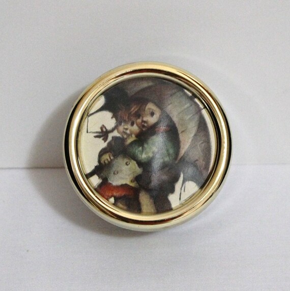 Original Hummel West Germany Round Music Box Boy and Girl