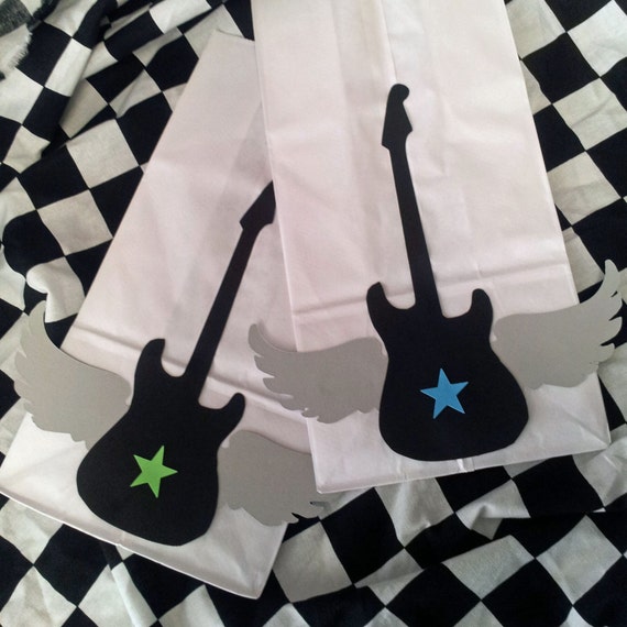 Guitar Treat Sacks - Rocker Rock N Roll Rock Star Theme Birthday Party Favor Bags by jettabees on Etsy Il_570xn