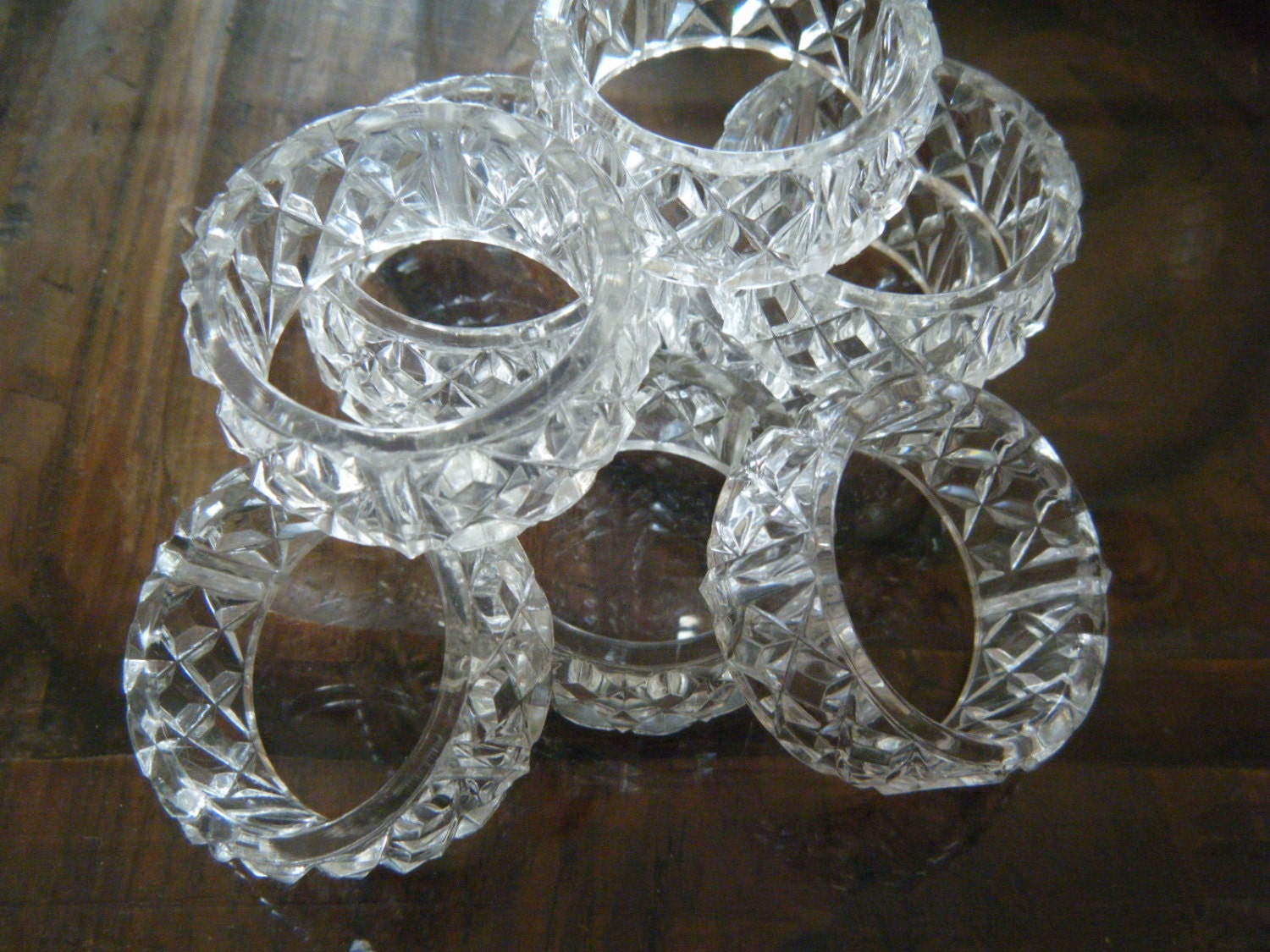 Cut Crystal Look Acrylic Napkin Rings Set of 8 Traditional