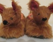Kids Baby Fox Head Slippers,Chestnut Brown Plush Furry Slippers,Small Size,Cream Poodle Plush Lining,Kids Aged 2-3,Toddler Gift Basket Item.