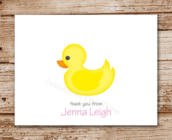 Set of 8 Baby Duck Thank You Cards | Yellow Ducky | Personalized Stationery | Notecards, Note Cards Il_570xn