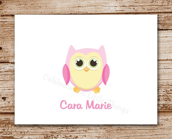 Set of 8 Baby Owl Thank You Cards | Personalized Stationery | Note Cards, Notecards || Boy and Girl Colors Il_570xn