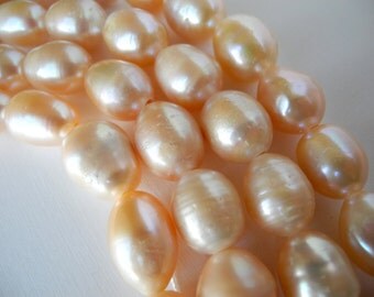 Freshwater Pearls Large Hole Pearls Peach Pink Natural Color Baroque 15mm 6 Pearls