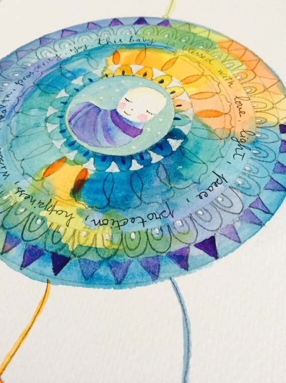 Baby boy blessing mandala nursery wall art by ...