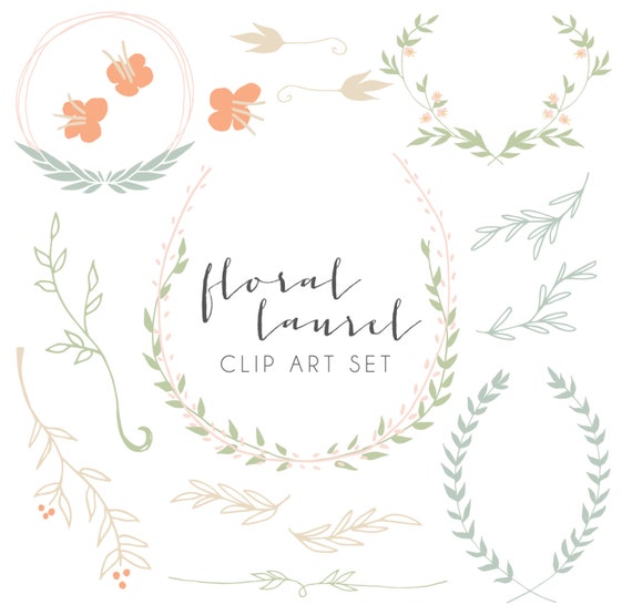 Floral Laurel Clip Art Set Digital clip art