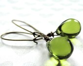 Jewelry, Earrings, Drop Glass Dangle Earrings, Lime Green Glass Earrings, Autumn Earrings Accessories, Gift for Her, Jewelry, Gift Box