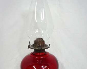Ruby Glass Hurricane Oil Lamp Home and Garden Lighting Lamps Table Lamps Hurricanes