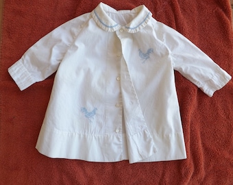 Vintage Baby Sacque, With Hand Embroidered Rooster