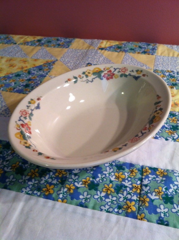 Vintage Oval Shaped Floral Serving Bowl Syracuse China Made in