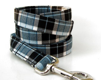 Paid Dog Leash in Black Sky Blue and White