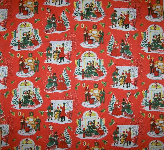 A Gorgeous Victorian Christmas Caroling Holiday Fabric BTY