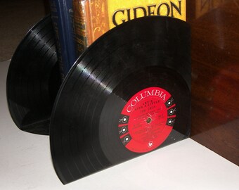 Vinyl Record Bookends - Unique Vintage LP Vinyl Record Bookends