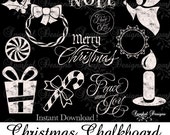 Christmas Chalkboard MEGA Pack Retro Clipart 45 Pack of Christmas Chalkboard Clip Art Rustic Chalkboard Flourishes Instant download Il_170x135