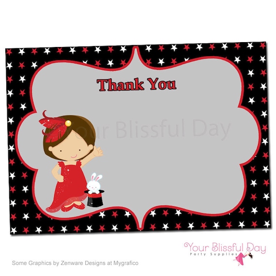 PRINTABLE Girl Magic Show Thank You Cards #550 Il_570xn