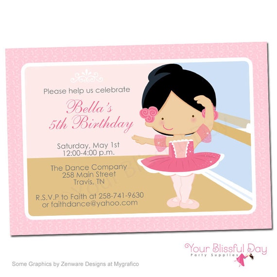 PRINTABLE Ballerina Party Invitation (Character of your choice) #503 Il_570xn