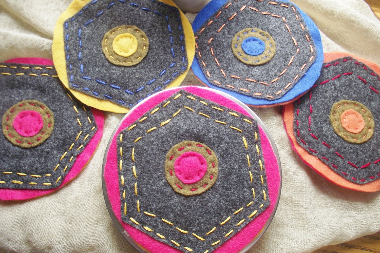 Felt Coaster Set Reversible Felt Coasters Drink Coaster Wine