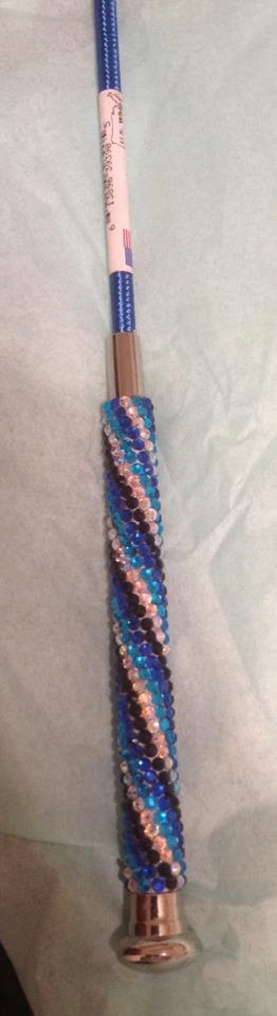 Bling Show Pig Whips with White Handle & Chrome Tip