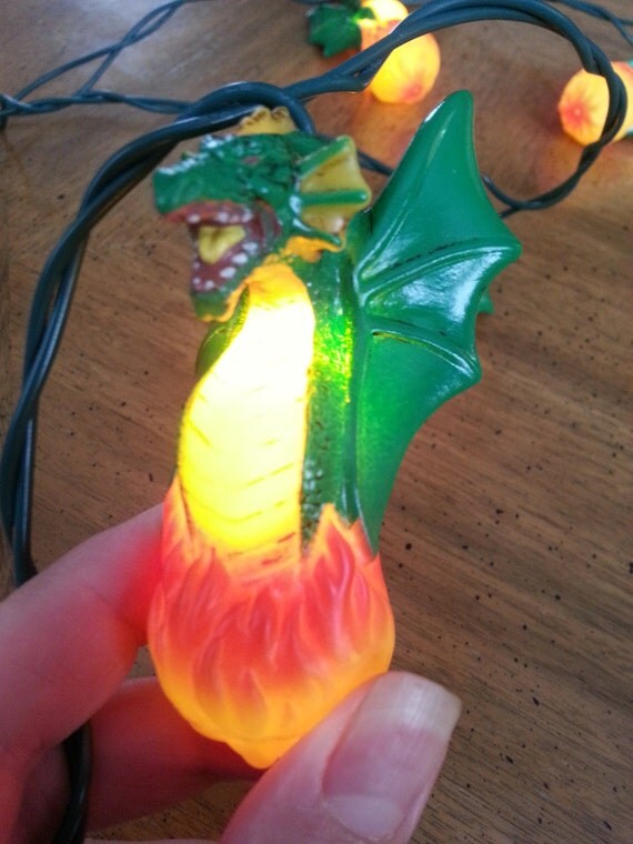 Vintage Dragon String Lights Fire Balls Halloween Decor Indoor