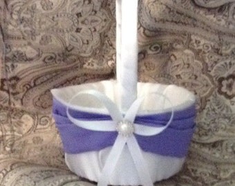 flower girl basket wedding white or ivory custom made