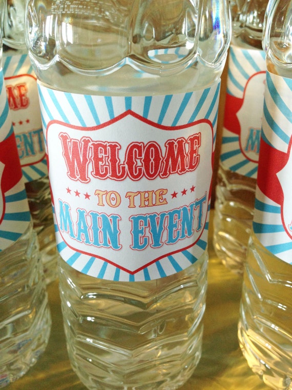 Carnival themed birthday party water bottle wrap around labels instant download digital file - DIY Il_570xn