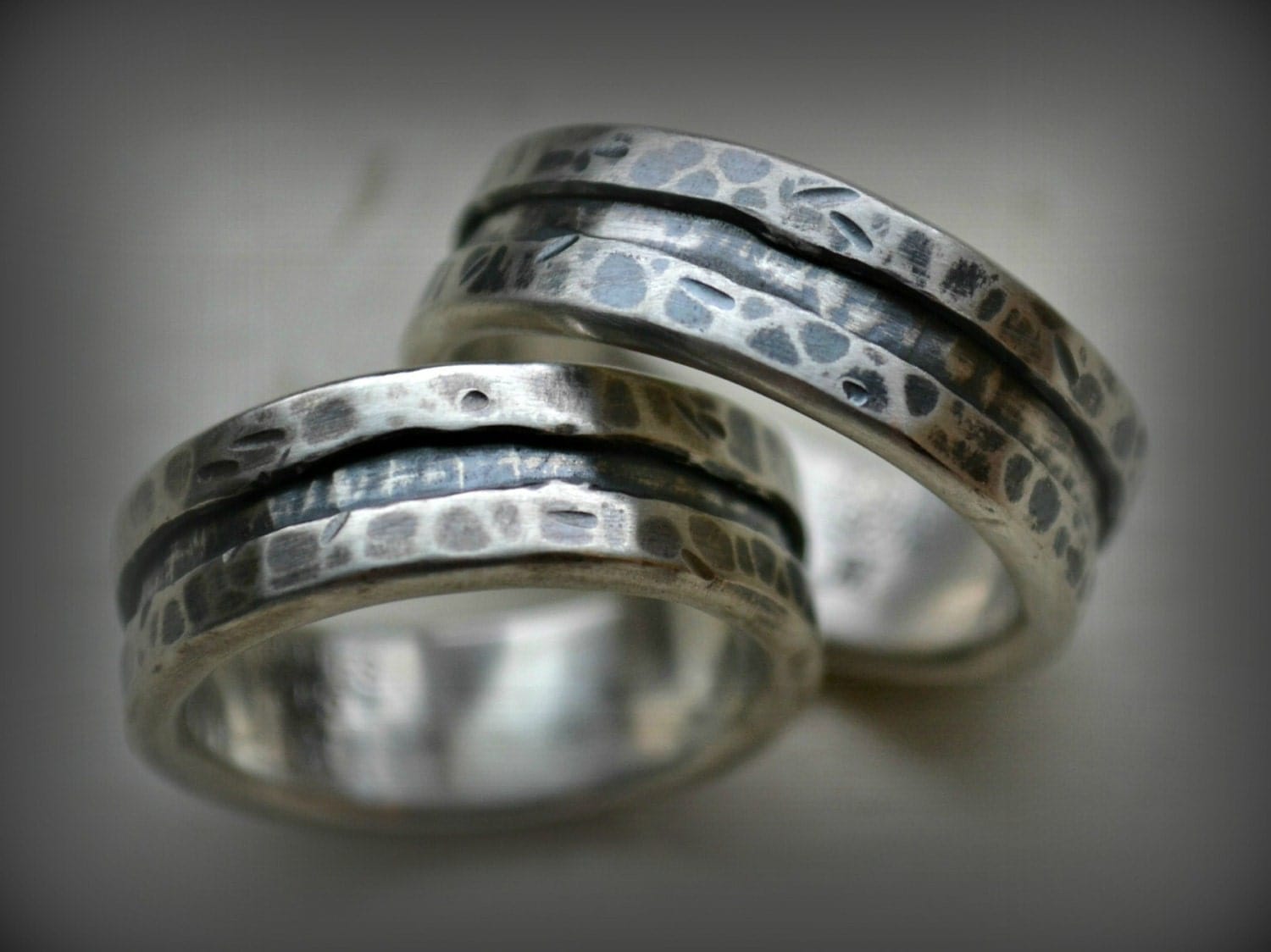 rustic silver wedding rings handmade artisan designed