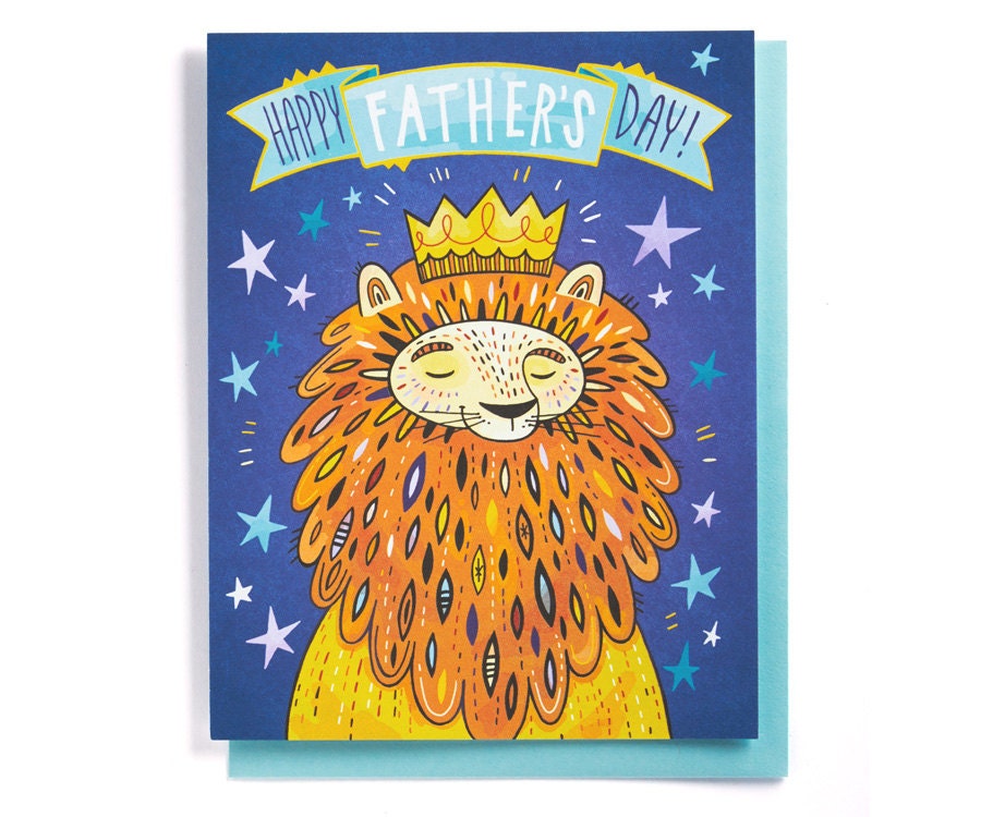 Fathers Day Card: King Dad the Lion a Royal Fathers by annibetts