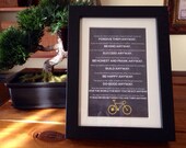 Mother Teresa Anyway Poem Print with Chalkboard Background and Bicycle in 5 x 7 Frame Hipster Religious Gift
