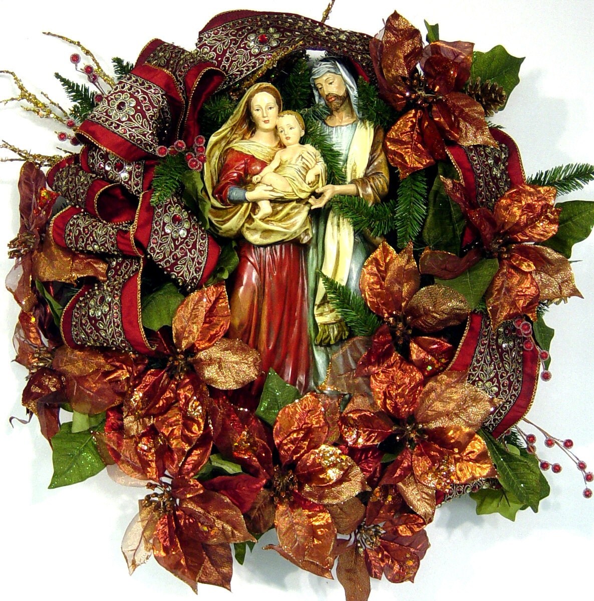 SALE Holy Family Nativity Christmas Wreath by cabincovecreations