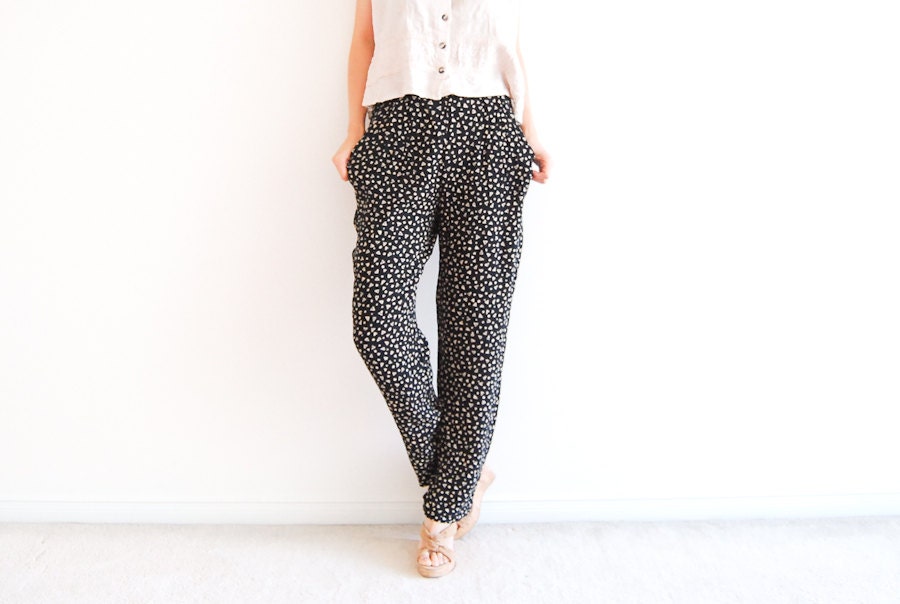 Vintage Triangle Print Tapered Trousers High Waist by AmprisLoves