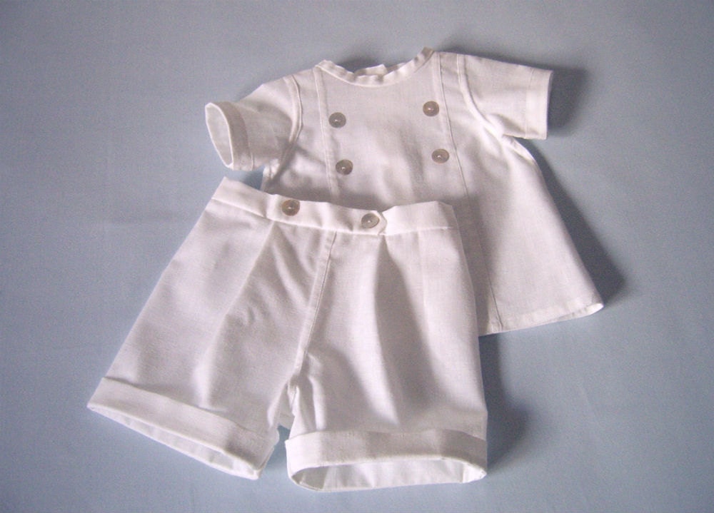 Samuel. 2 piece Boys Christening Suit White Linenblend