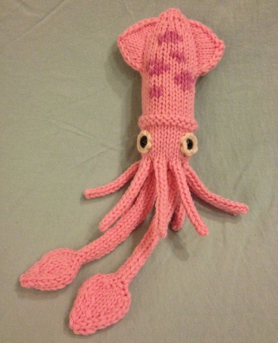 Knit pink squid plush