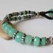 RESERVED Green Chrysoprase gemstone bracelet Sterling silver macrame - faceted Tourmaline - Tribal bracelet - ooak
