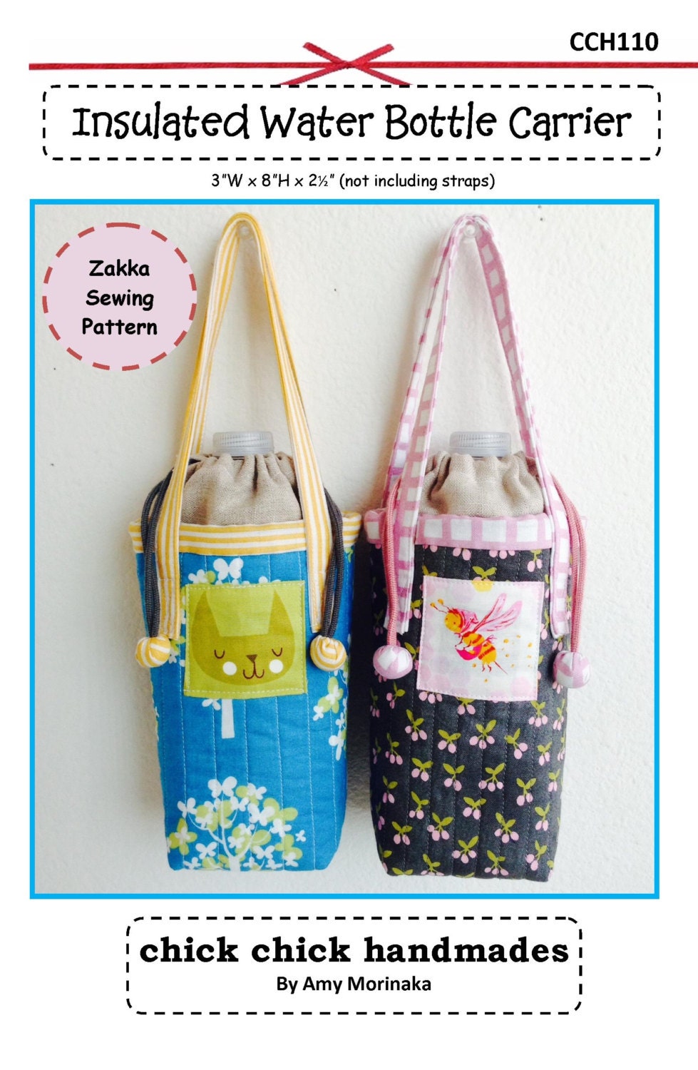 PDf Insulated Water Bottle Carrier Zakka Sewing Pattern