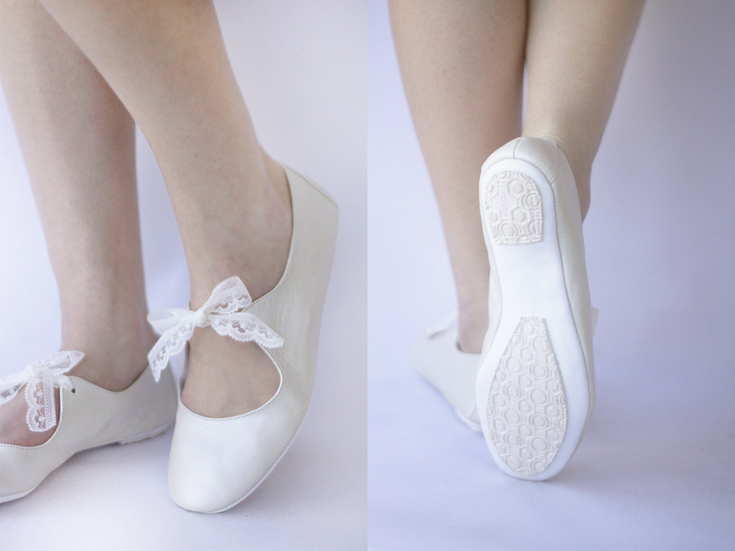 ivory leather ballet flats