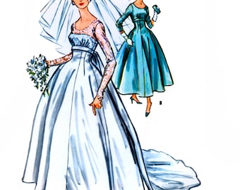 McCall's 4789 Vintage 50s Misses' Wedding and Bridesmaid Dress Sewing Pattern - Uncut - Size 12 - Bust 32