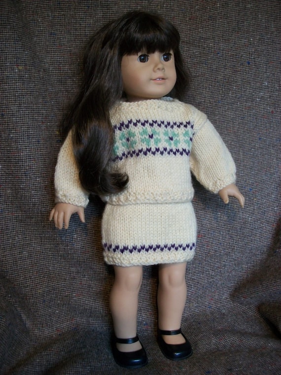 Knitting Pattern Sweater and Skirt fits American Girl Doll PDF